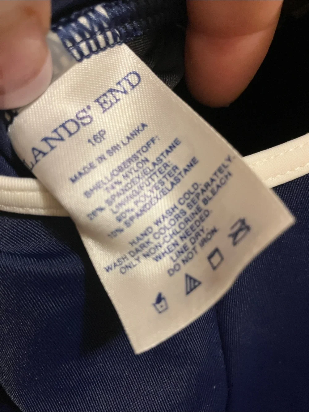 Lands' End Navy One-Piece Swimsuit with White Trim